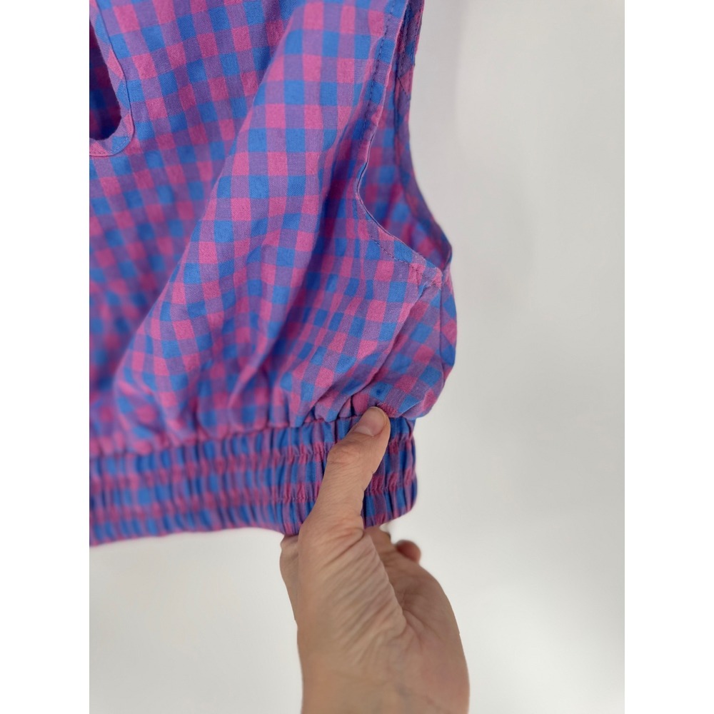 Charlie Holiday Elena Gingham Crop Top Women Est Sz XS Pink Blue Sleeveless - Picture 11 of 14